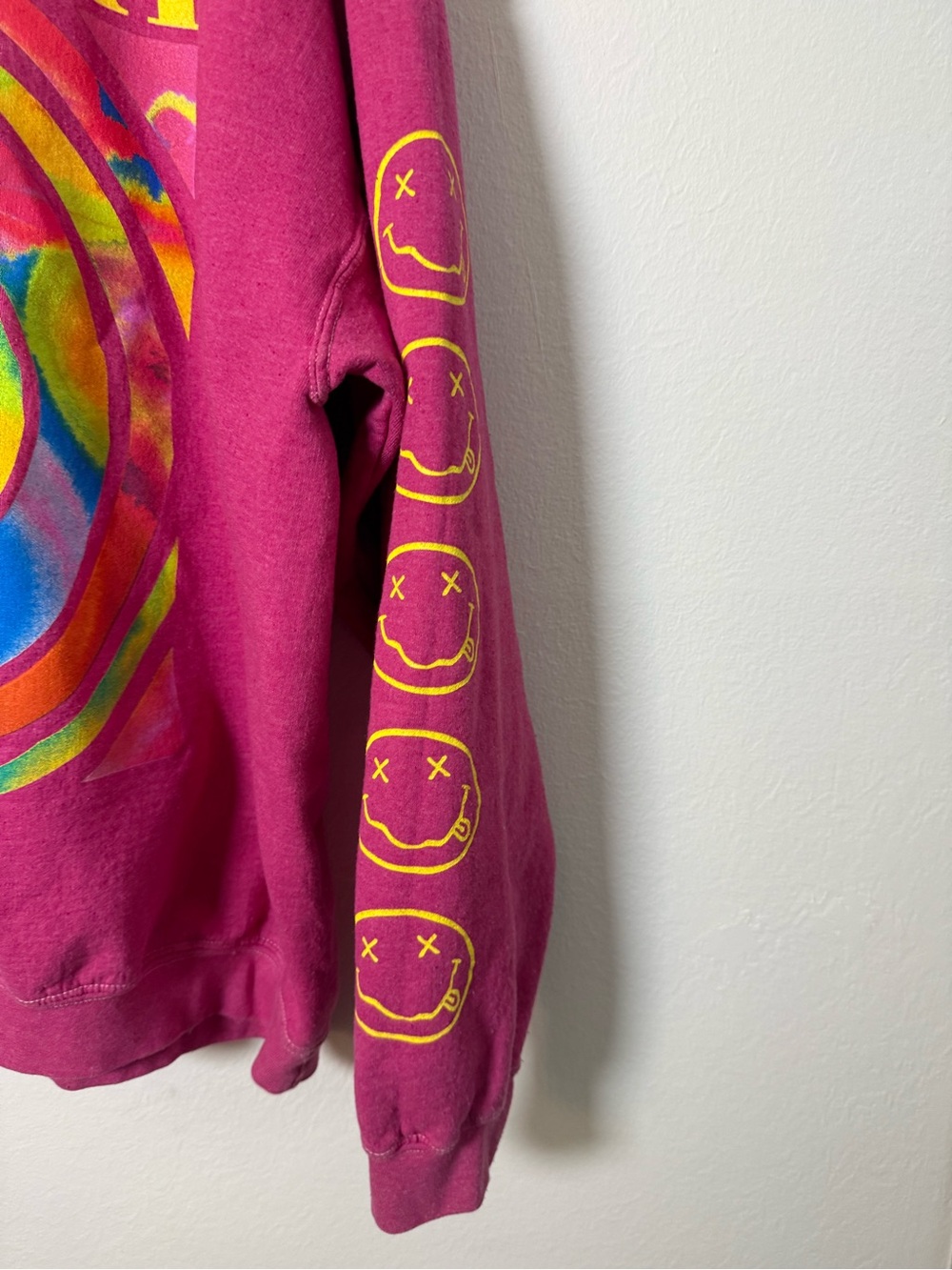 Urban Outfitters X Nirvana Pink Spiral Smiley Face Overdyed Crewneck
Sweatshirt - Picture 4 of 7